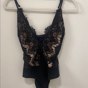 Black Lowcut Lace Bodysuit